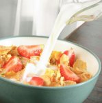 cereals bowl and milk