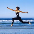 Woman running on beach