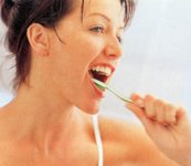 Woman teeth brush