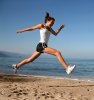woman running on beach