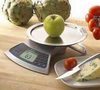 scale with apple, fresh healthy food