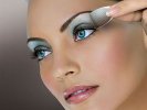 blue eyes woman make-up blue